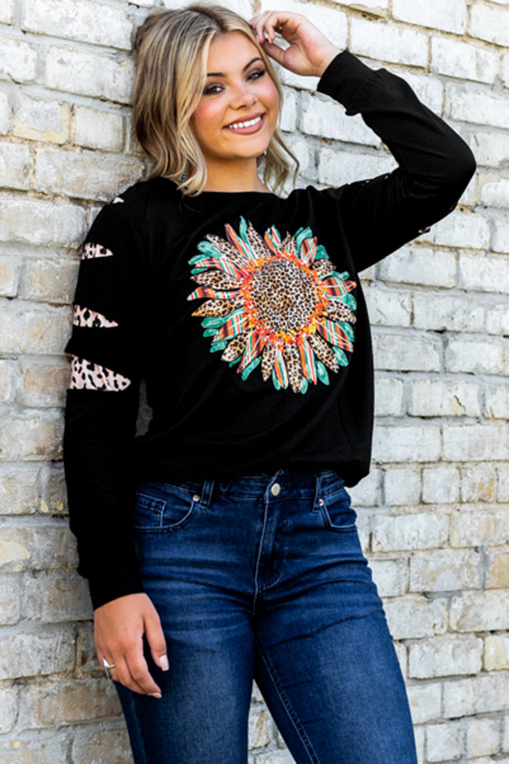 Graphic Leopard Patch Sweatshirt-Teresa&#39;s Fashionista LLC