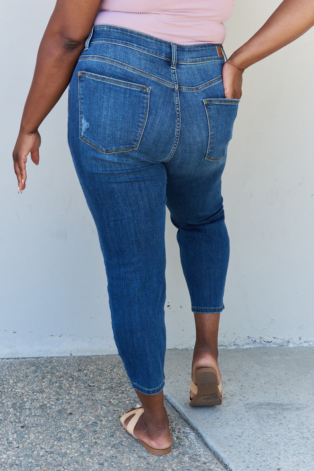 Judy Blue Aila Short Full Size Mid Rise Cropped Relax Fit Jeans-Teresa&#39;s Fashionista LLC