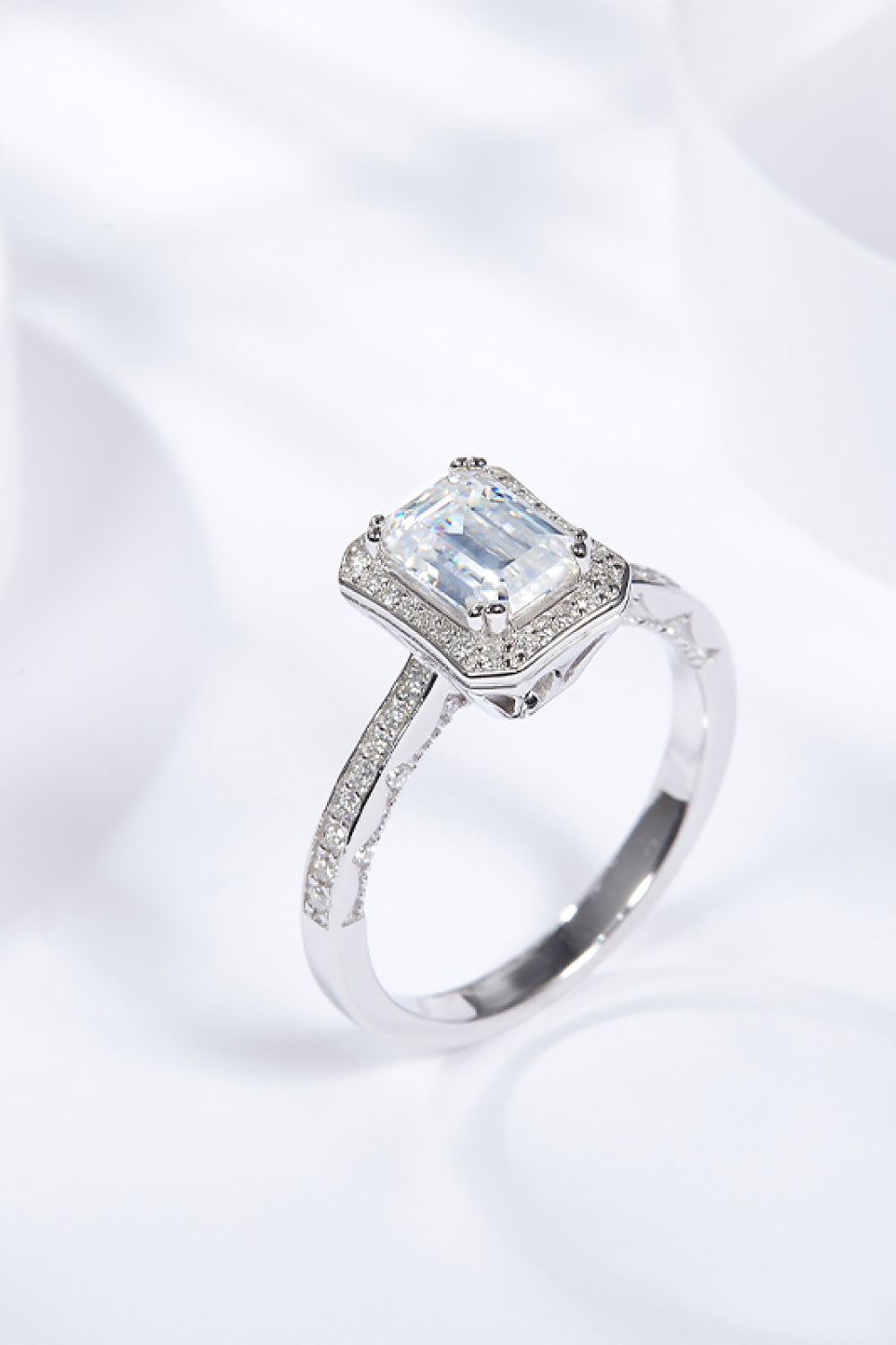 1 Carat Moissanite 925 Sterling Silver Halo Ring-Teresa&#39;s Fashionista LLC