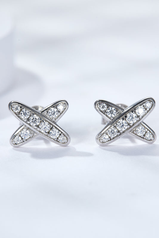 925 Sterling Silver X-Shape Moissanite Earrings-Teresa&#39;s Fashionista LLC