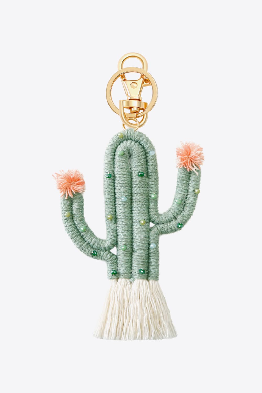 Bead Trim Cactus Keychain with Fringe-Teresa&#39;s Fashionista LLC