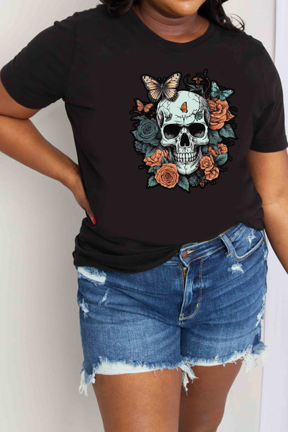 Simply Love Simply Love Full Size Skull Graphic Cotton T-Shirt-Teresa&#39;s Fashionista LLC