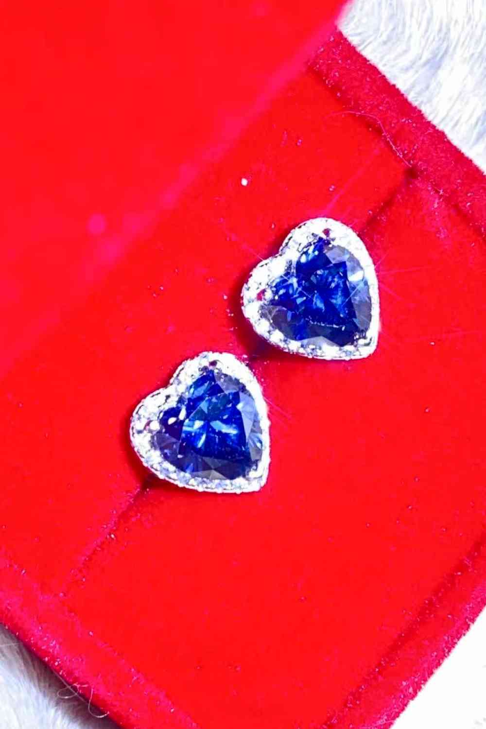 4 Carat Moissanite Heart-Shaped Stud Earrings-Teresa&#39;s Fashionista LLC