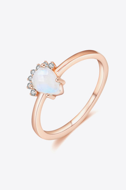 18K Rose Gold-Plated Pear Shape Natural Moonstone Ring-Teresa&#39;s Fashionista LLC