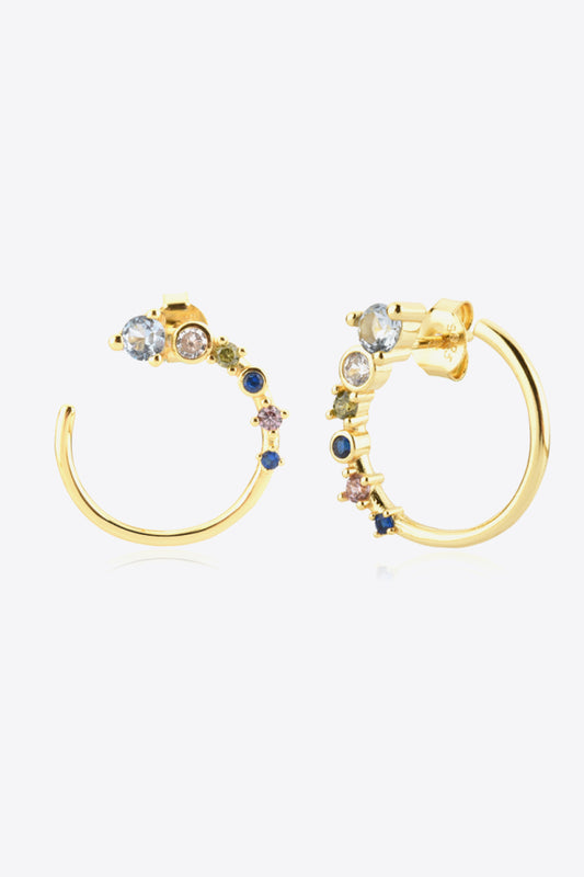 18K Gold-Plated 925 Sterling Silver C-Hoop Earrings-Teresa&#39;s Fashionista LLC