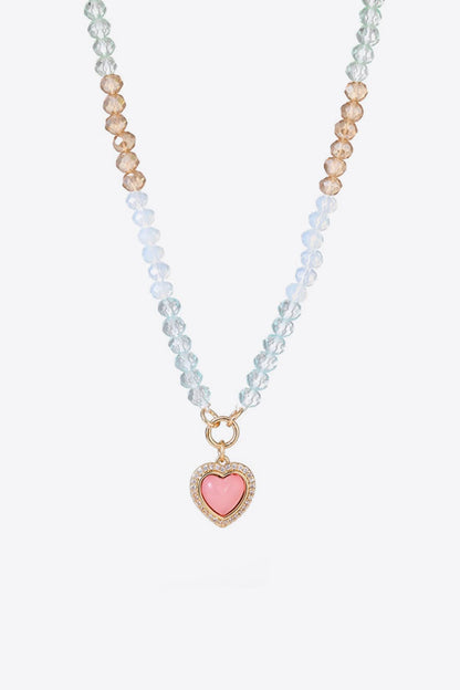 Heart Pendant Beaded Necklace-Teresa&#39;s Fashionista LLC