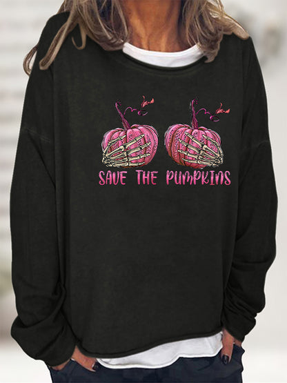 SAVE THE PUMPKIN Graphic Full Size Sweatshirt-Teresa&#39;s Fashionista LLC