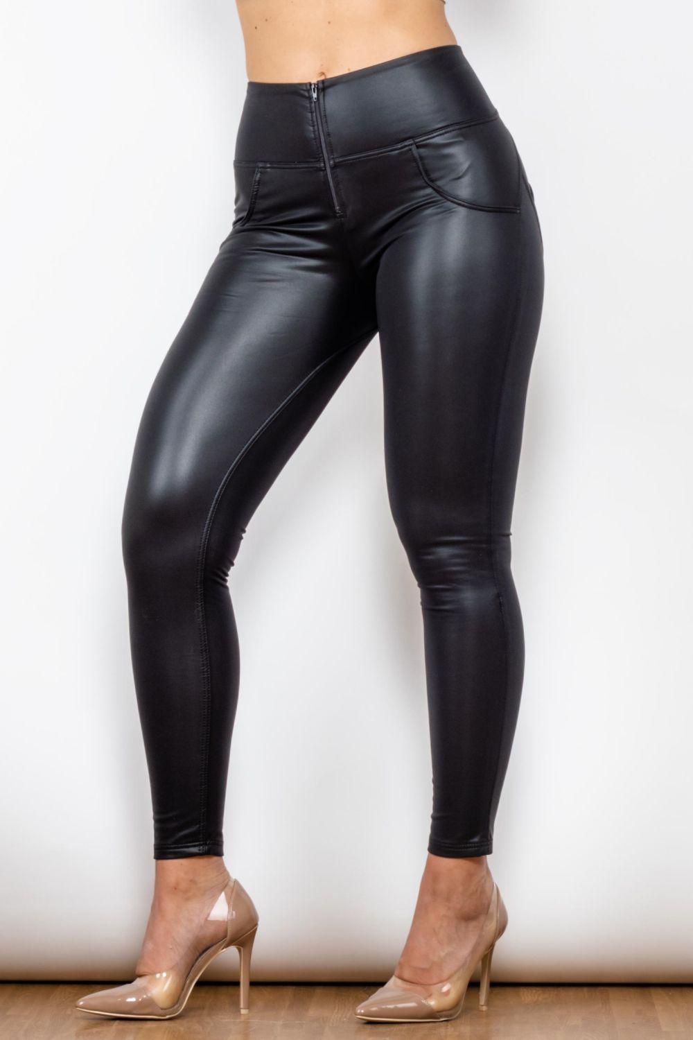 Full Size PU Leather Zip Detail Leggings-Teresa&#39;s Fashionista LLC