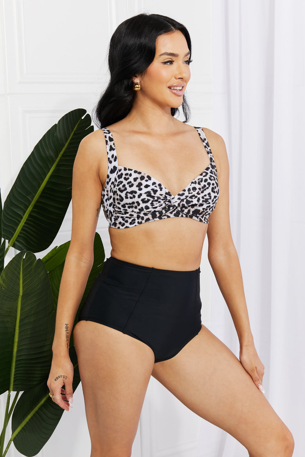 Marina West Swim Take A Dip Twist High-Rise Bikini in Leopard-Teresa&#39;s Fashionista LLC