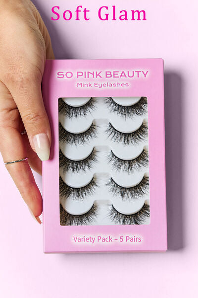 SO PINK BEAUTY Mink Eyelashes 5 Pairs-Teresa&#39;s Fashionista LLC