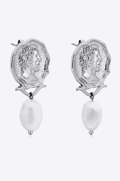 Gold-Plated Pearl Drop Earrings-Teresa&#39;s Fashionista LLC