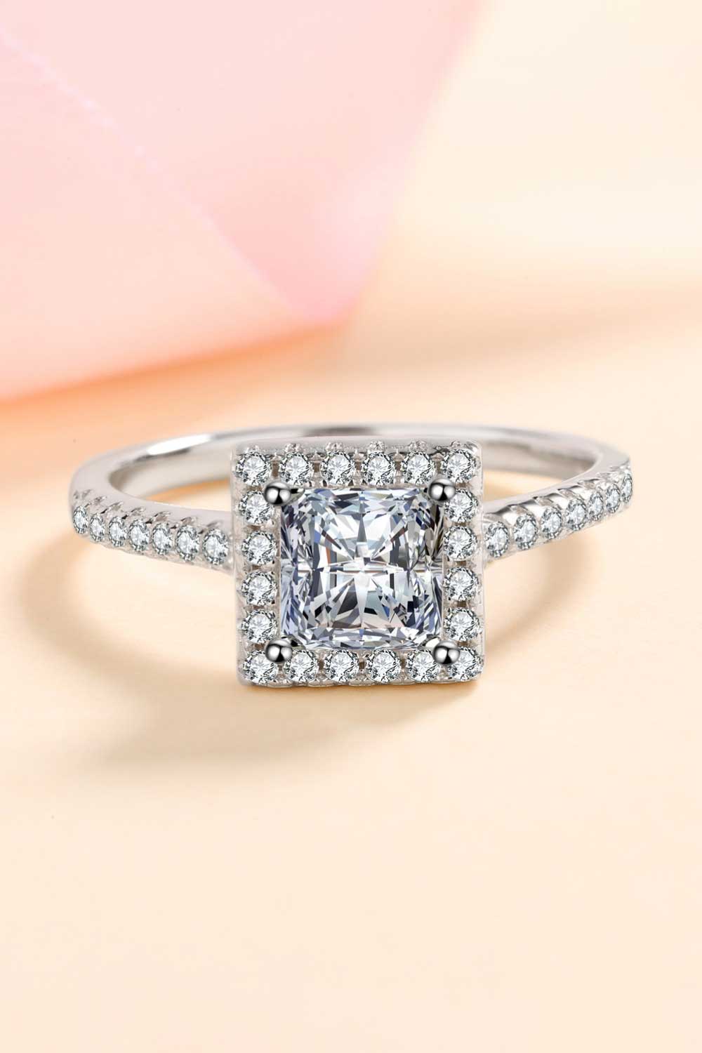 Sterling Silver Square Moissanite Ring-Teresa&#39;s Fashionista LLC