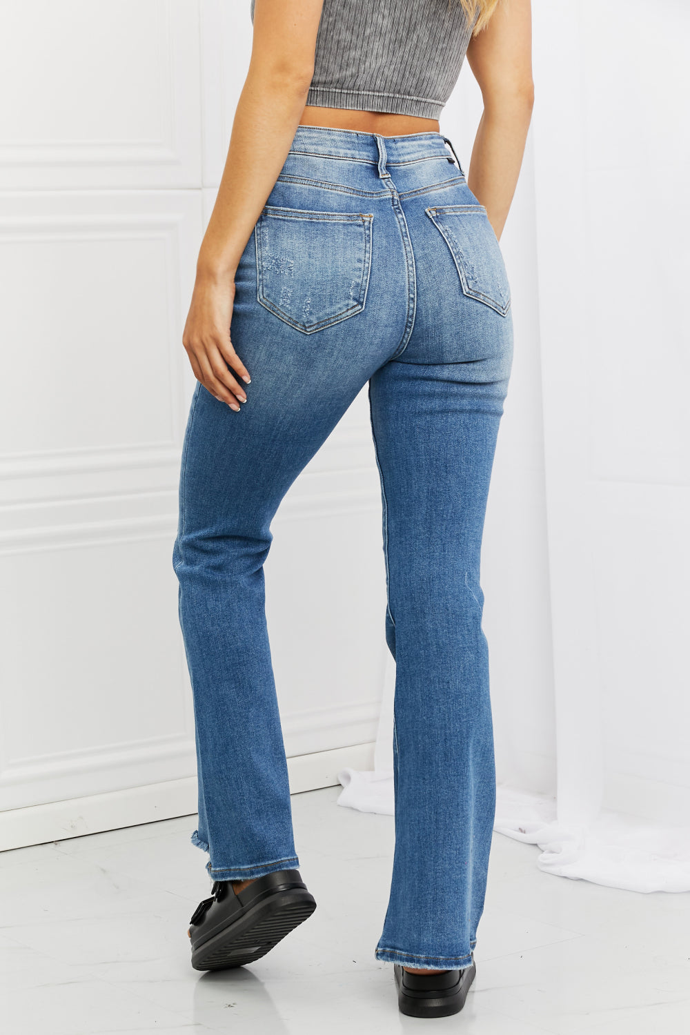 RISEN Full Size Iris High Waisted Flare Jeans-Teresa&#39;s Fashionista LLC