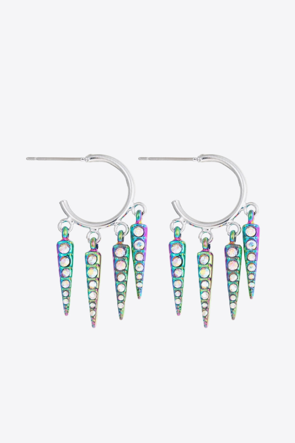 Multicolored Rhinestone Geometric Earrings-Teresa&#39;s Fashionista LLC