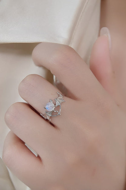 Moonstone Bat 925 Sterling Silver Ring-Teresa&#39;s Fashionista LLC