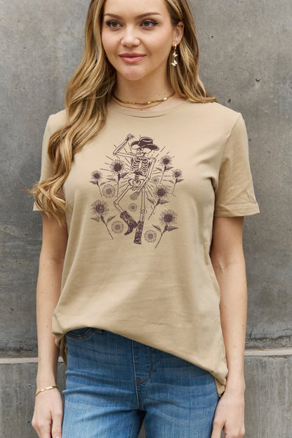 Simply Love Full Size Skeleton Graphic Cotton Tee-Teresa&#39;s Fashionista LLC