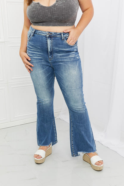 RISEN Full Size Iris High Waisted Flare Jeans-Teresa&#39;s Fashionista LLC