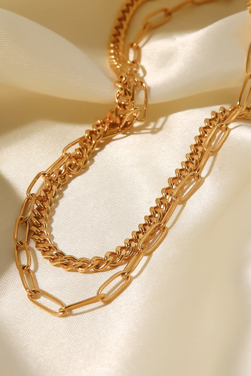 18K Gold Plated Layered Chain Necklace-Teresa&#39;s Fashionista LLC