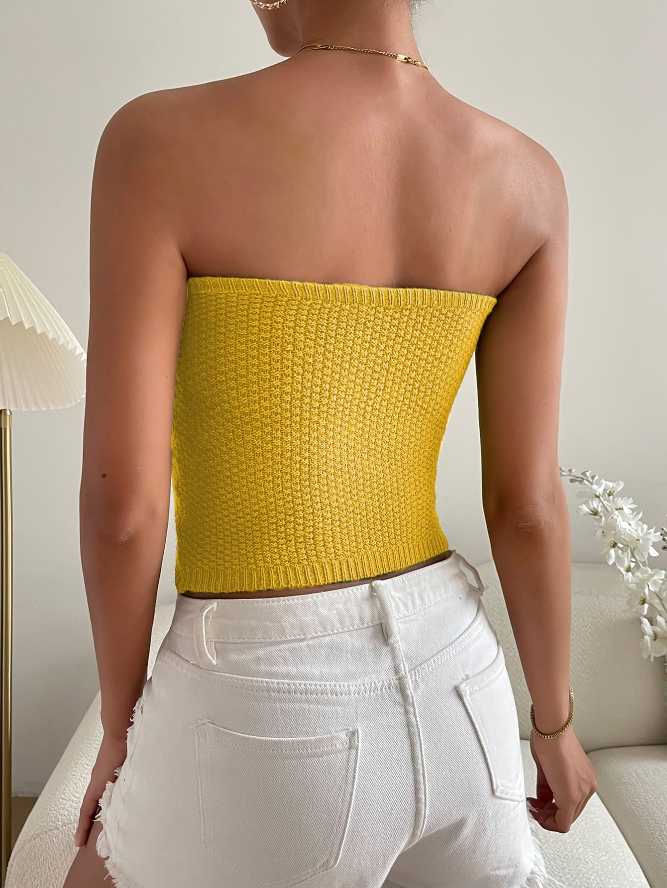 Sweetheart Neck Knit Tube Top-Teresa&#39;s Fashionista LLC