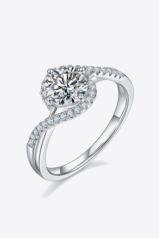 1 Carat Moissanite 925 Sterling Silver Crisscross Ring-Teresa&#39;s Fashionista LLC