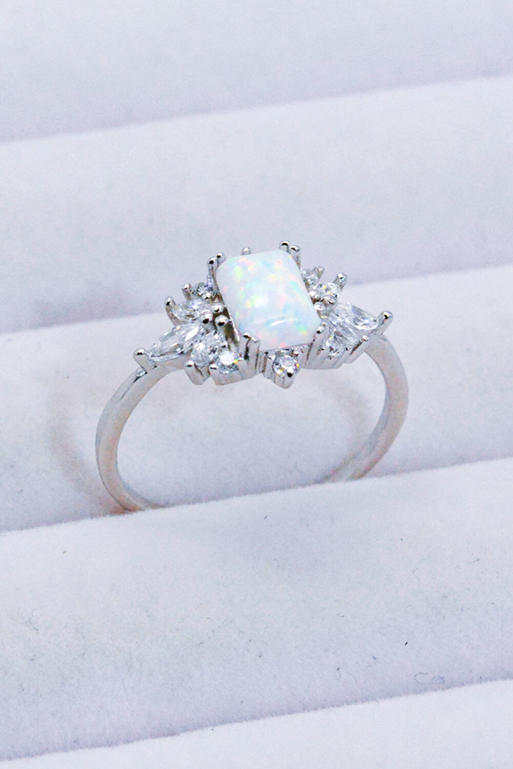 925 Sterling Silver Zircon and Opal Ring-Teresa&#39;s Fashionista LLC