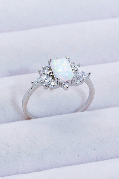 925 Sterling Silver Zircon and Opal Ring-Teresa&#39;s Fashionista LLC