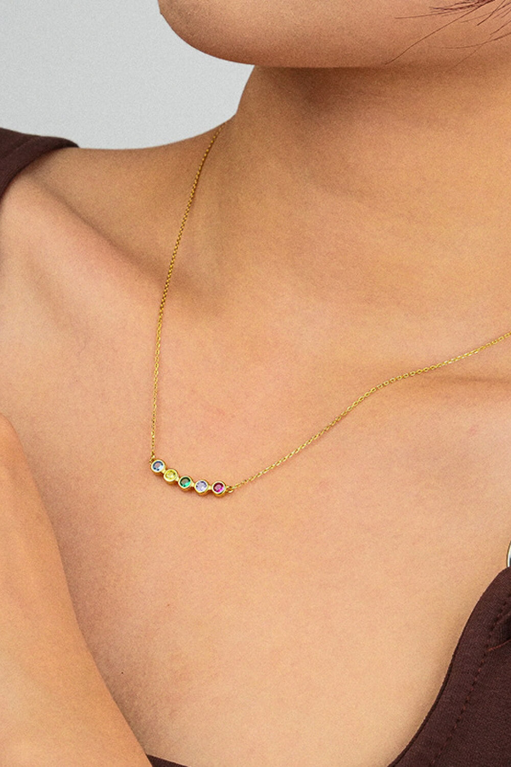 925 Sterling Silver Rainbow Cubic Zirconia Necklace-Teresa&#39;s Fashionista LLC