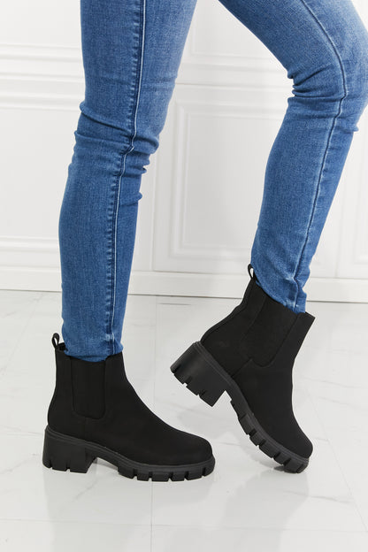 MMShoes Work For It Matte Lug Sole Chelsea Boots in Black-Teresa&#39;s Fashionista LLC