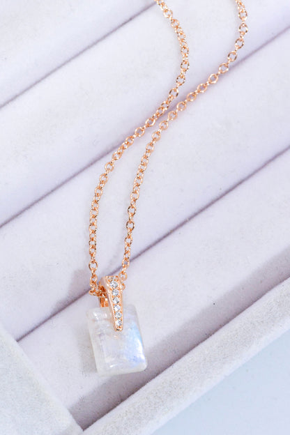 925 Sterling Silver Natural Moonstone Pendant Necklace-Teresa&#39;s Fashionista LLC