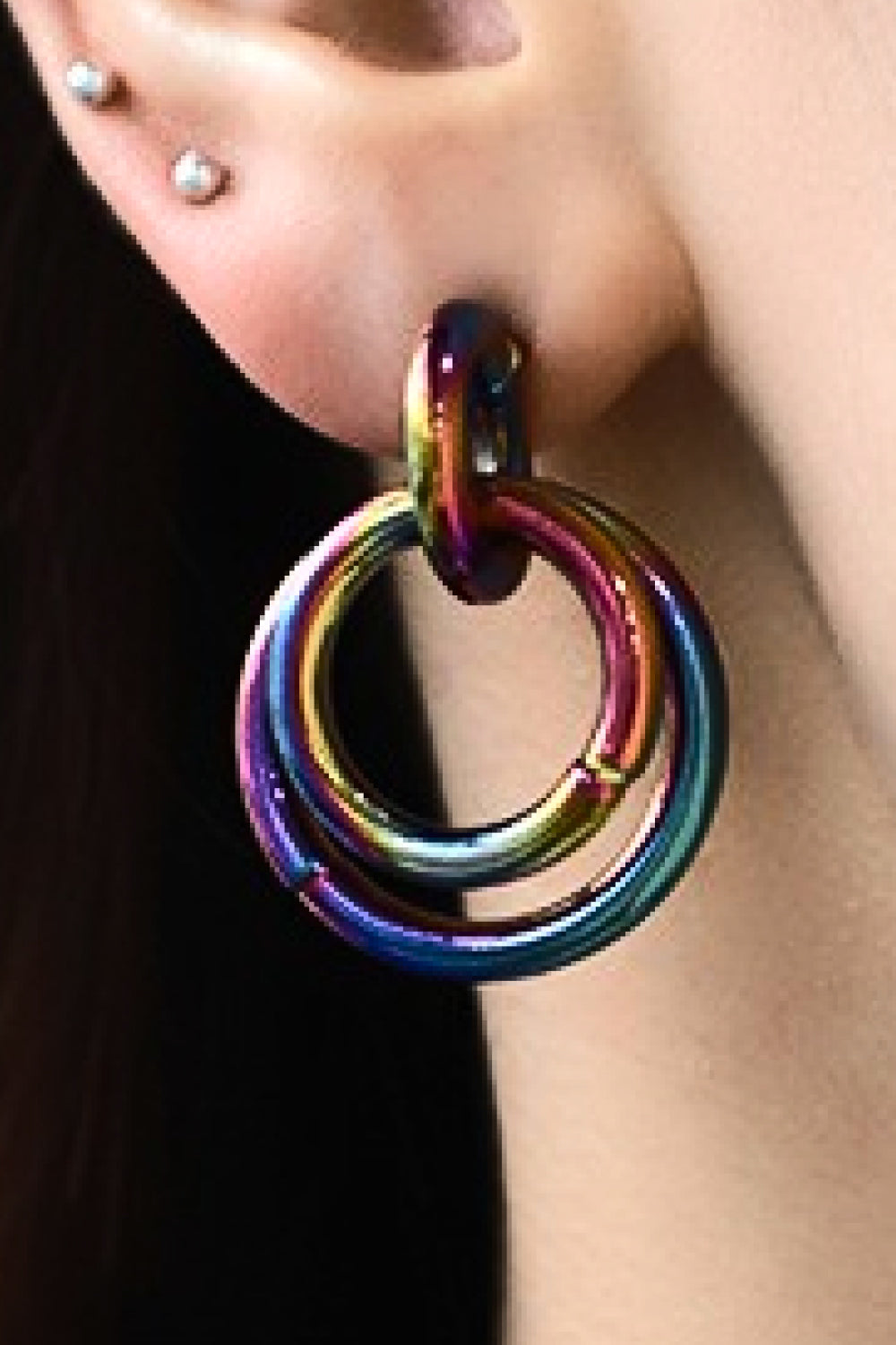 Multicolored Double Hoop Earrings-Teresa&#39;s Fashionista LLC