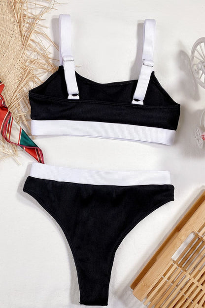 Color Block Scoop Neck Bikini Set-Teresa&#39;s Fashionista LLC