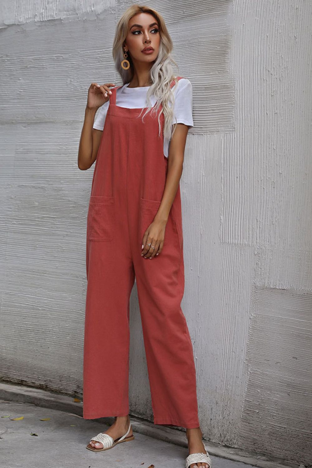 Wide Leg Overalls with Front Pockets-Teresa&#39;s Fashionista LLC