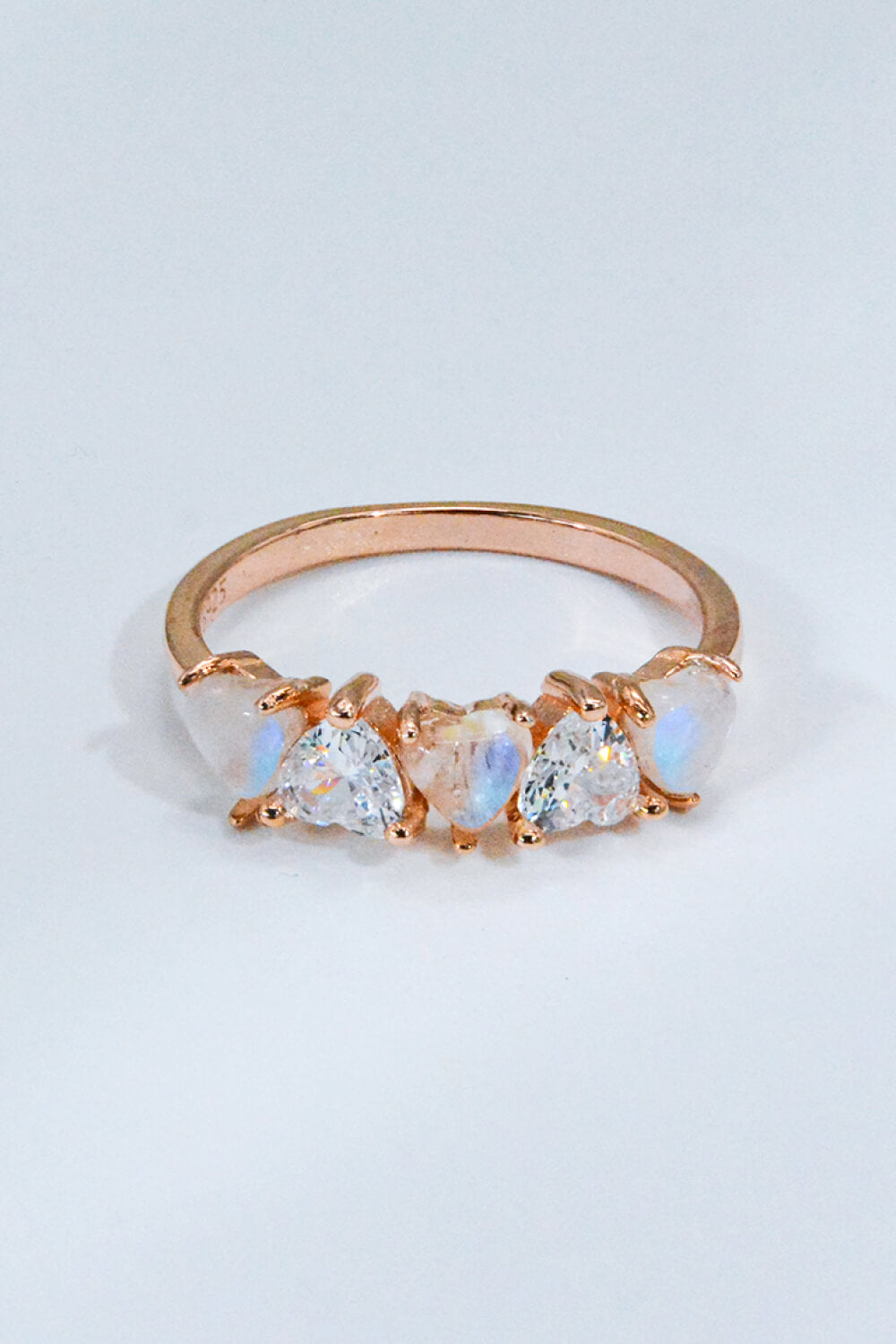 Moonstone and Zircon Heart Ring-Teresa&#39;s Fashionista LLC