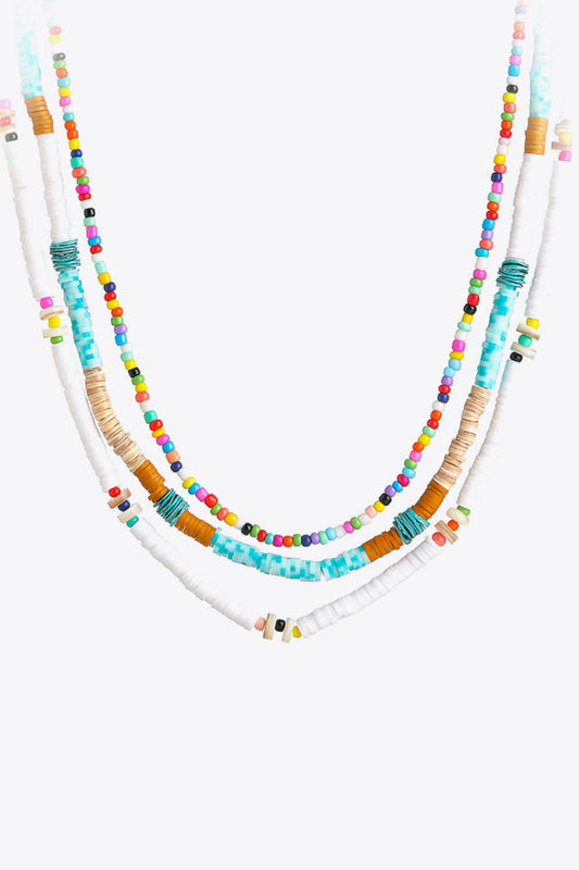 Multicolored Bead Necklace Three-Piece Set - Teresa's Fashionista LLC