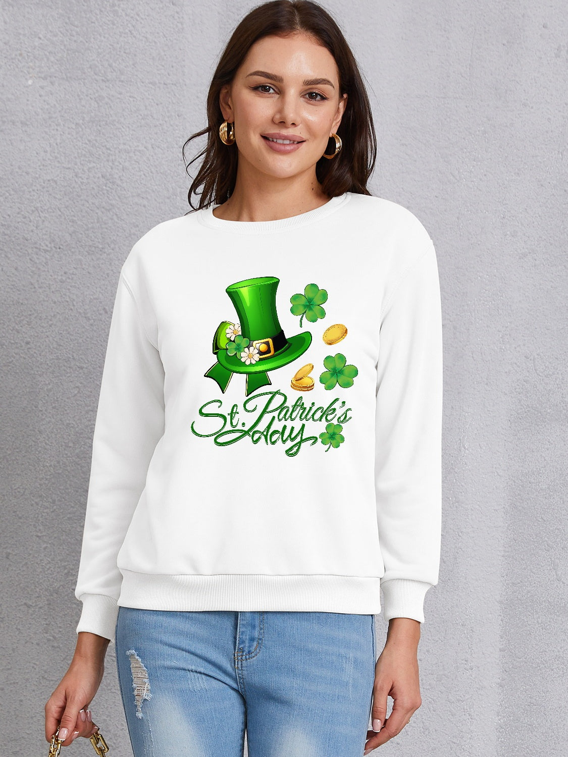 ST. PATRICK'S DAY Round Neck Sweatshirt-Teresa&#39;s Fashionista LLC