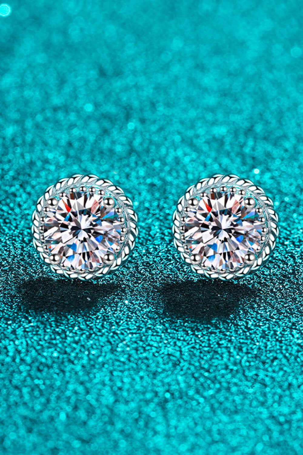 1 Carat Moissanite Rhodium-Plated Round Stud Earrings-Teresa&#39;s Fashionista LLC