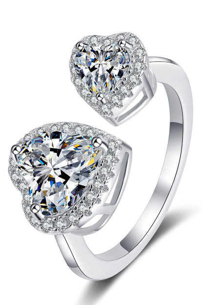 Heart-Shape Moissanite Open Ring-Teresa&#39;s Fashionista LLC