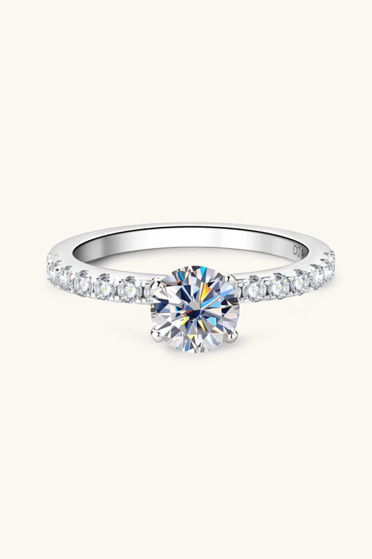 Moissanite Platinum-Plated Side Stone Ring-Teresa&#39;s Fashionista LLC