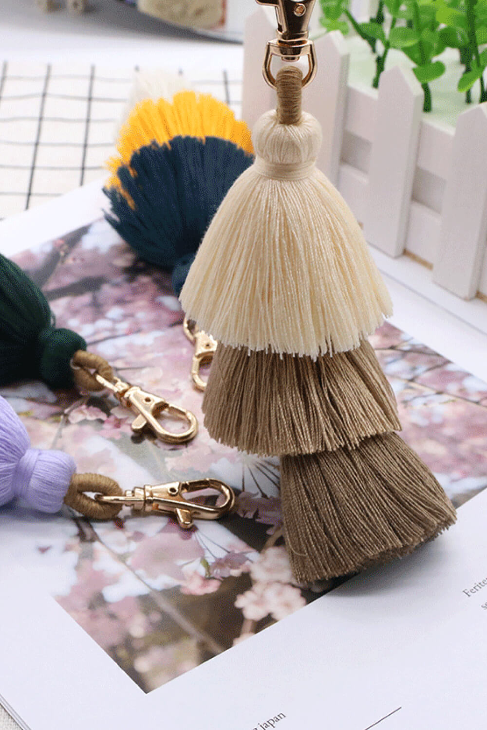 Assorted 4-Pack Multicolored Fringe Keychain-Teresa&#39;s Fashionista LLC