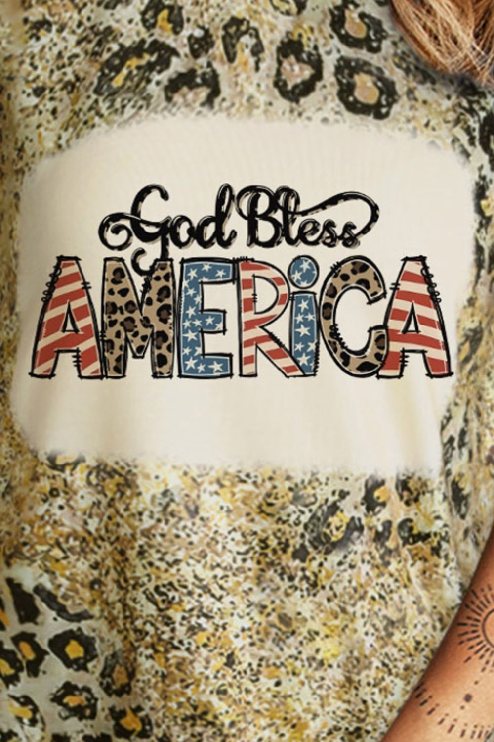 GOD BLESS AMERICA Graphic Leopard Tank-Teresa&#39;s Fashionista LLC