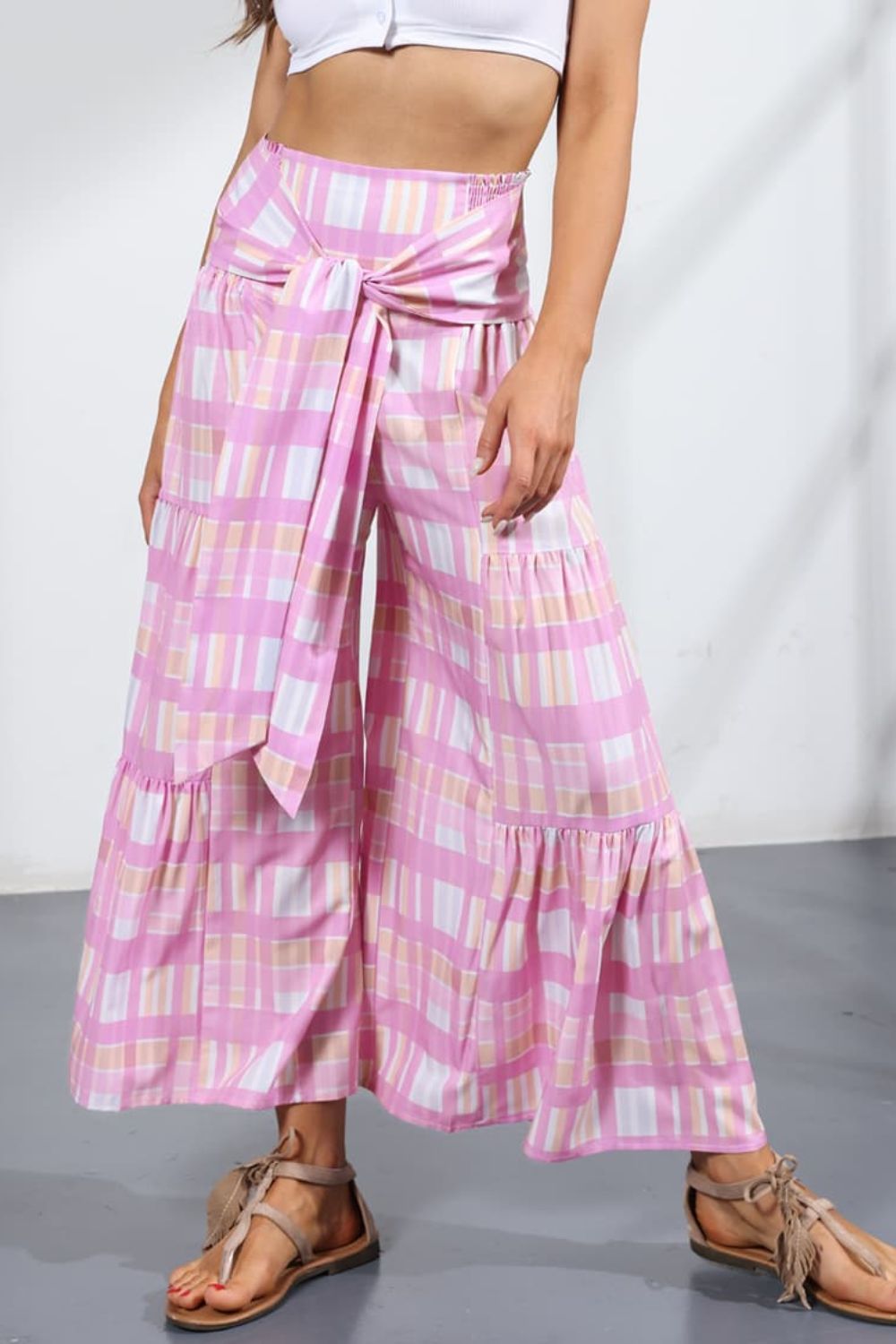 Printed Tie-Front Culottes-Teresa&#39;s Fashionista LLC