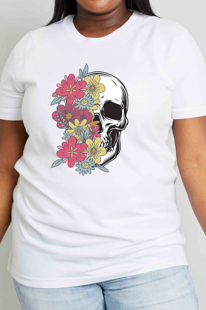 Simply Love Full Size Skull Graphic Cotton T-Shirt-Teresa&#39;s Fashionista LLC