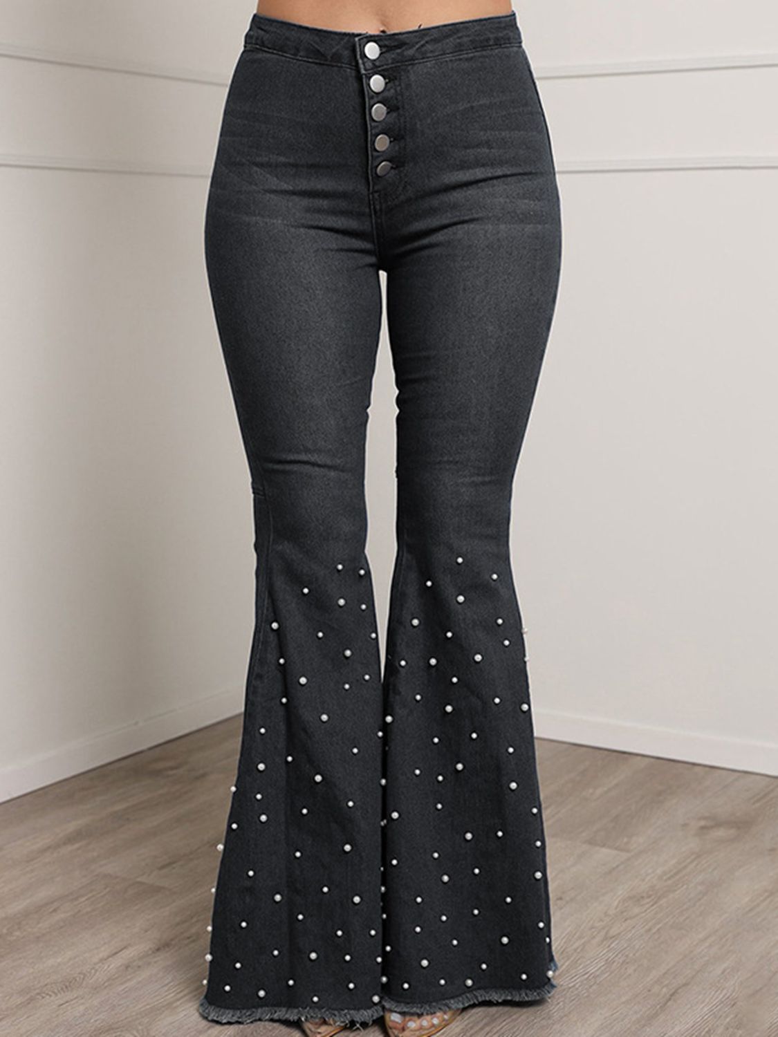 Button Fly Flare Jeans-Teresa&#39;s Fashionista LLC