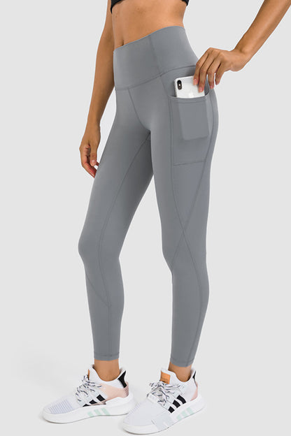 High Rise Yoga Leggings with Side Pocket-Teresa&#39;s Fashionista LLC