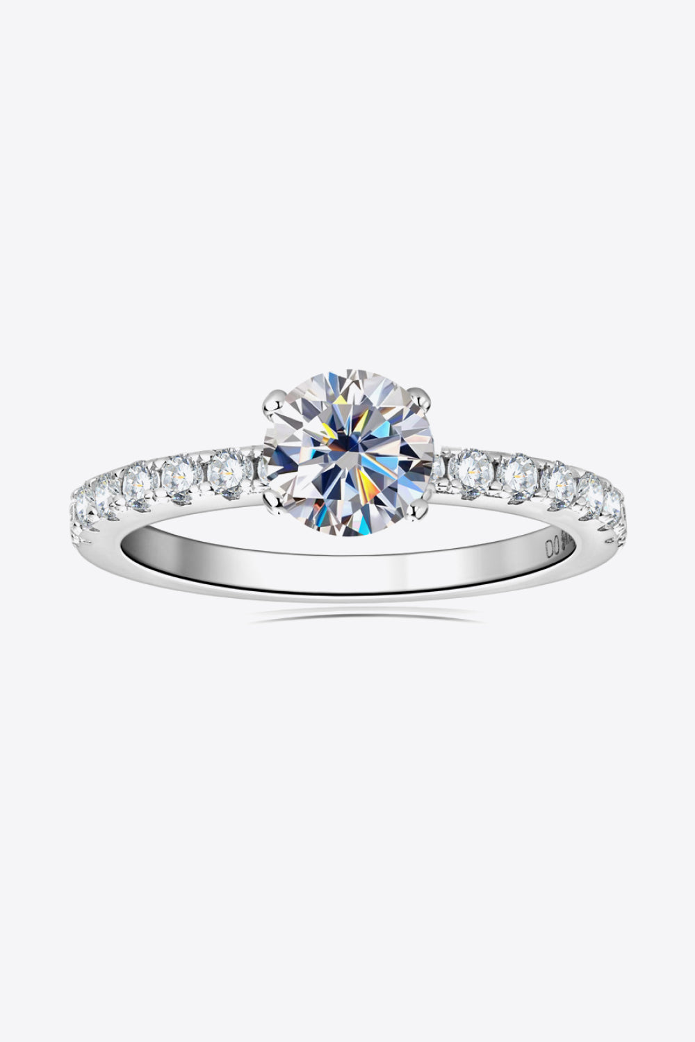 Moissanite Platinum-Plated Side Stone Ring-Teresa&#39;s Fashionista LLC