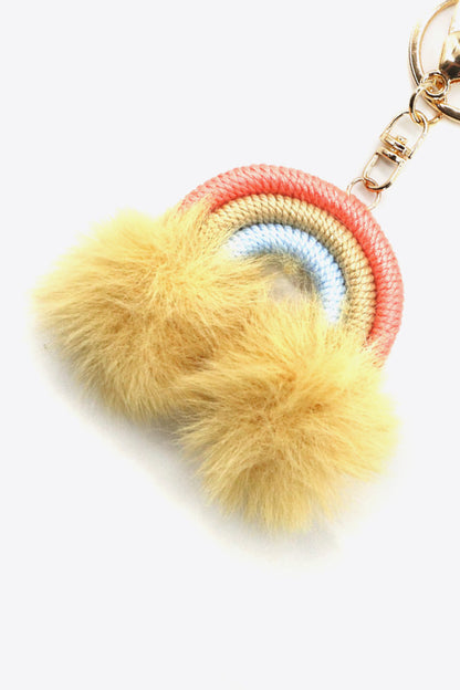 Assorted 4-Pack Rainbow Pom Pom Keychain-Teresa&#39;s Fashionista LLC