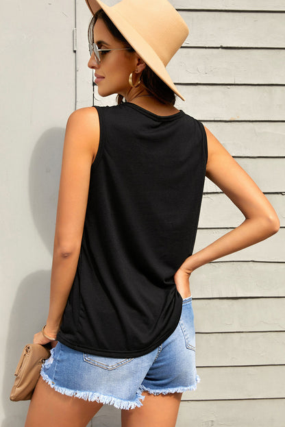 Quarter-Snap Scoop Neck Tank-Teresa&#39;s Fashionista LLC