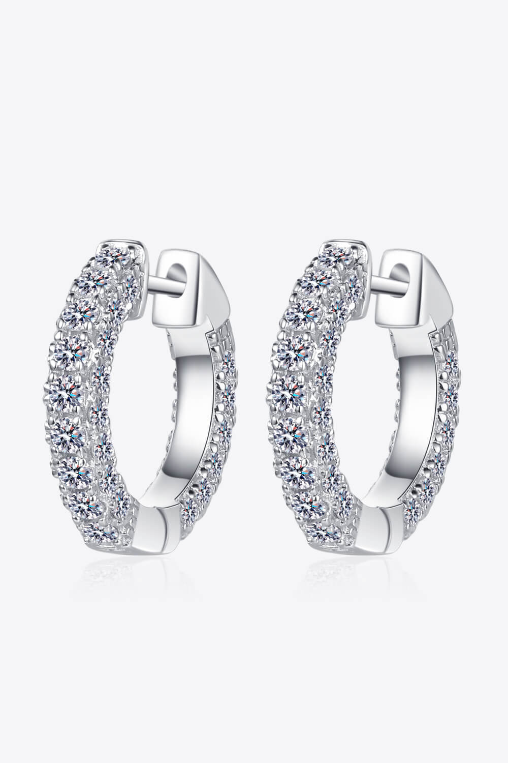 925 Sterling Silver Moissanite Huggie Earrings-Teresa&#39;s Fashionista LLC