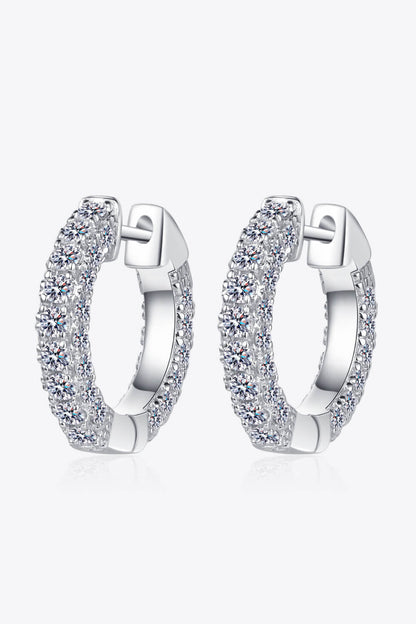 925 Sterling Silver Moissanite Huggie Earrings-Teresa&#39;s Fashionista LLC