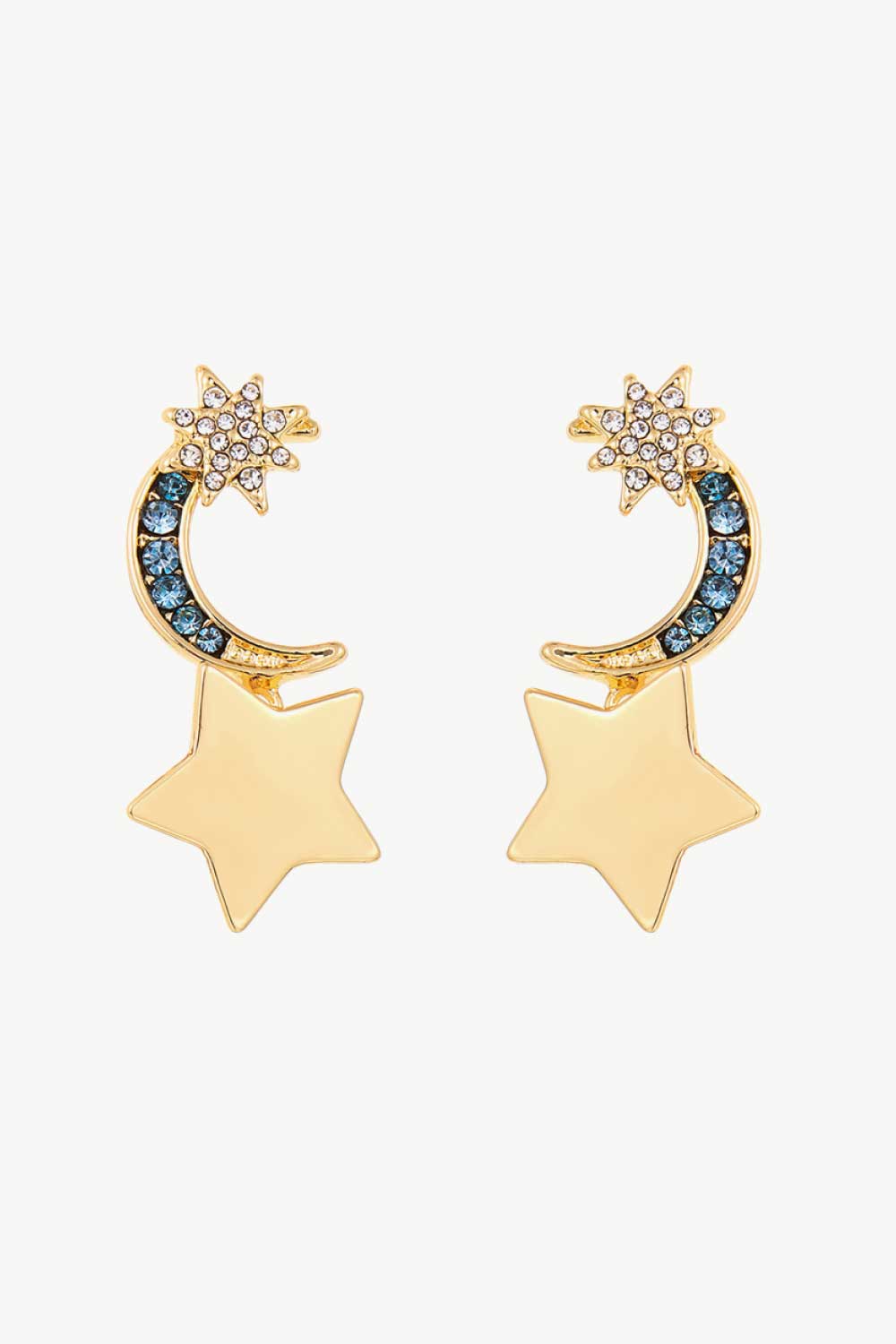 5-Pair Wholesale Lasting Wish Inlaid Rhinestone Star and Moon Drop Earrings-Teresa&#39;s Fashionista LLC